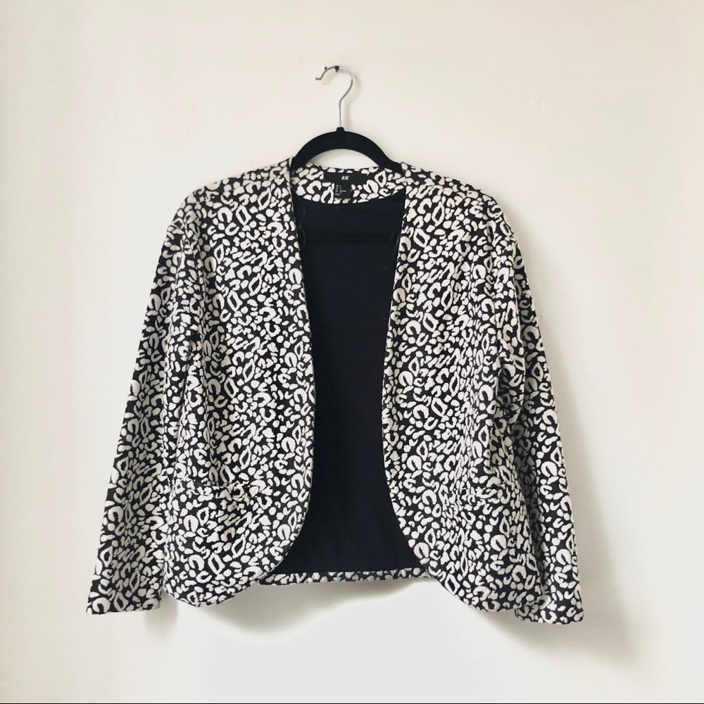 H&M snow leopard print shrug blazer